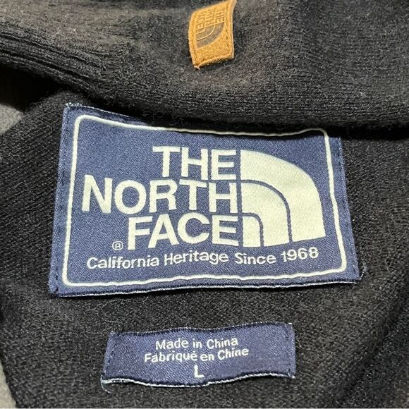 THE NORTH FACE Black Wool Blend 1/4 Zip Sweater Sz Large Long Sleeve Pullover - Picture 7 of 12